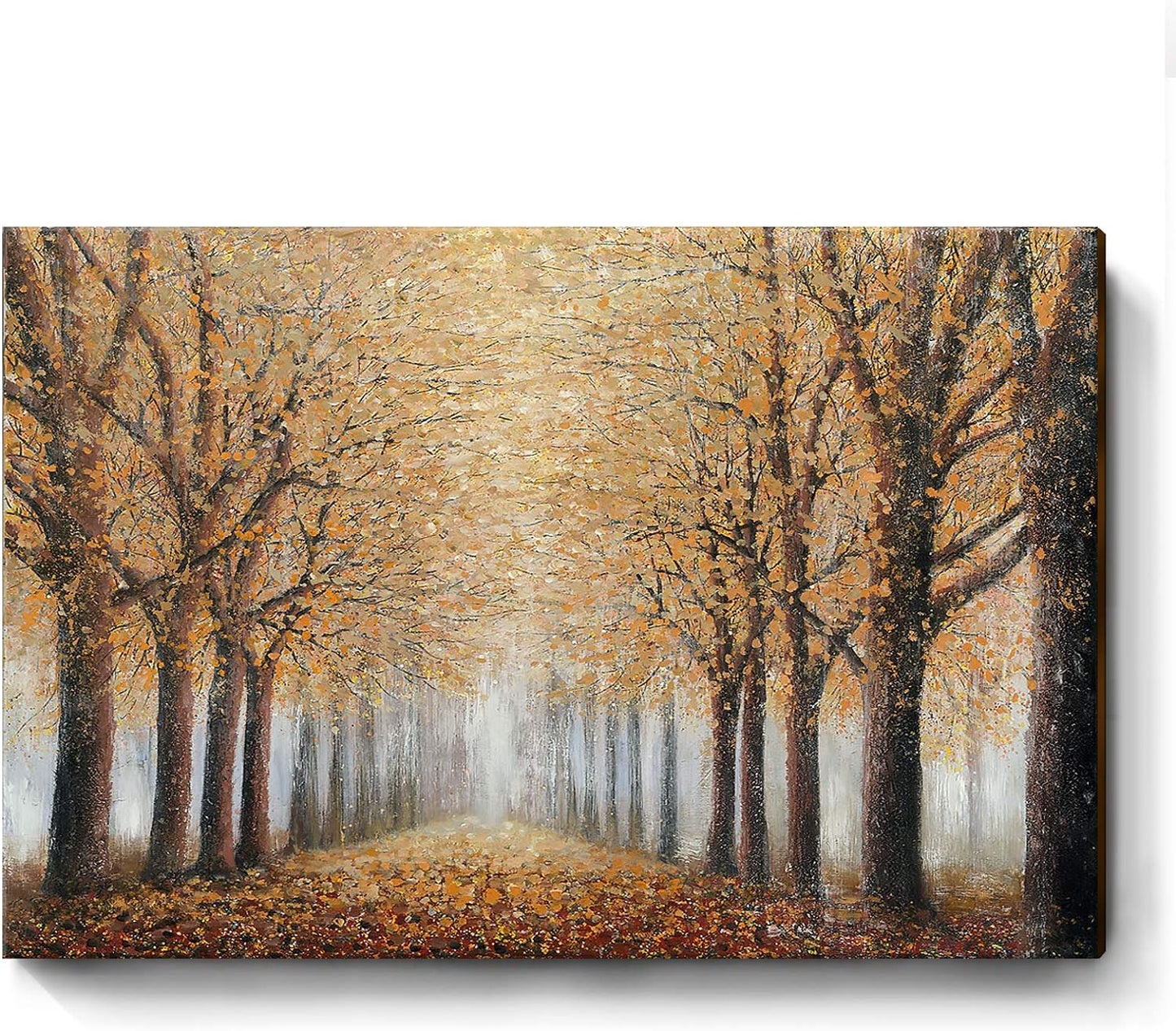 amatop Tree Wall Art for Living Room Hand-Painted Forest Oil Painting Framed Grove Artwork Autumn Landscape Canvas Picture for Living Room Bedroom Home Decorations Wall Decor Large 36"x24"