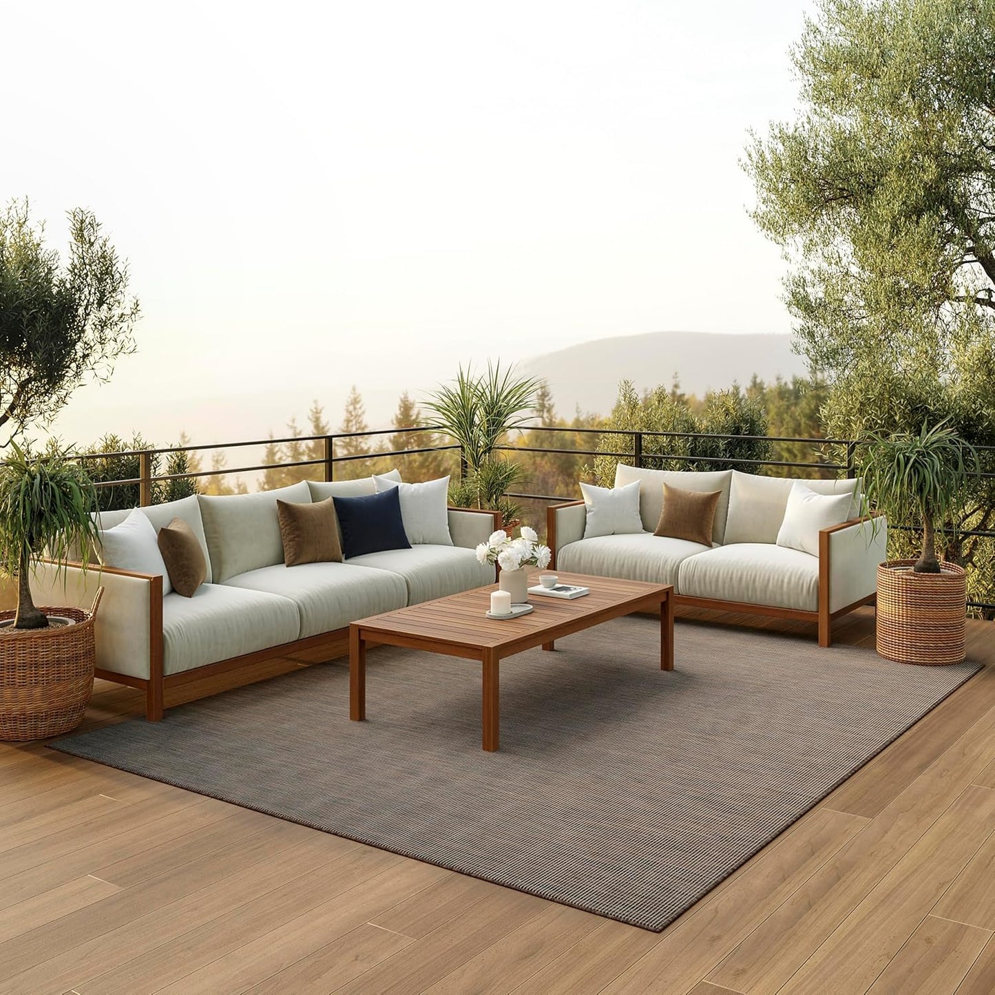 Nourison Home Positano 7' x 10' Natural Fabric Modern Area Rug (7' x 10')