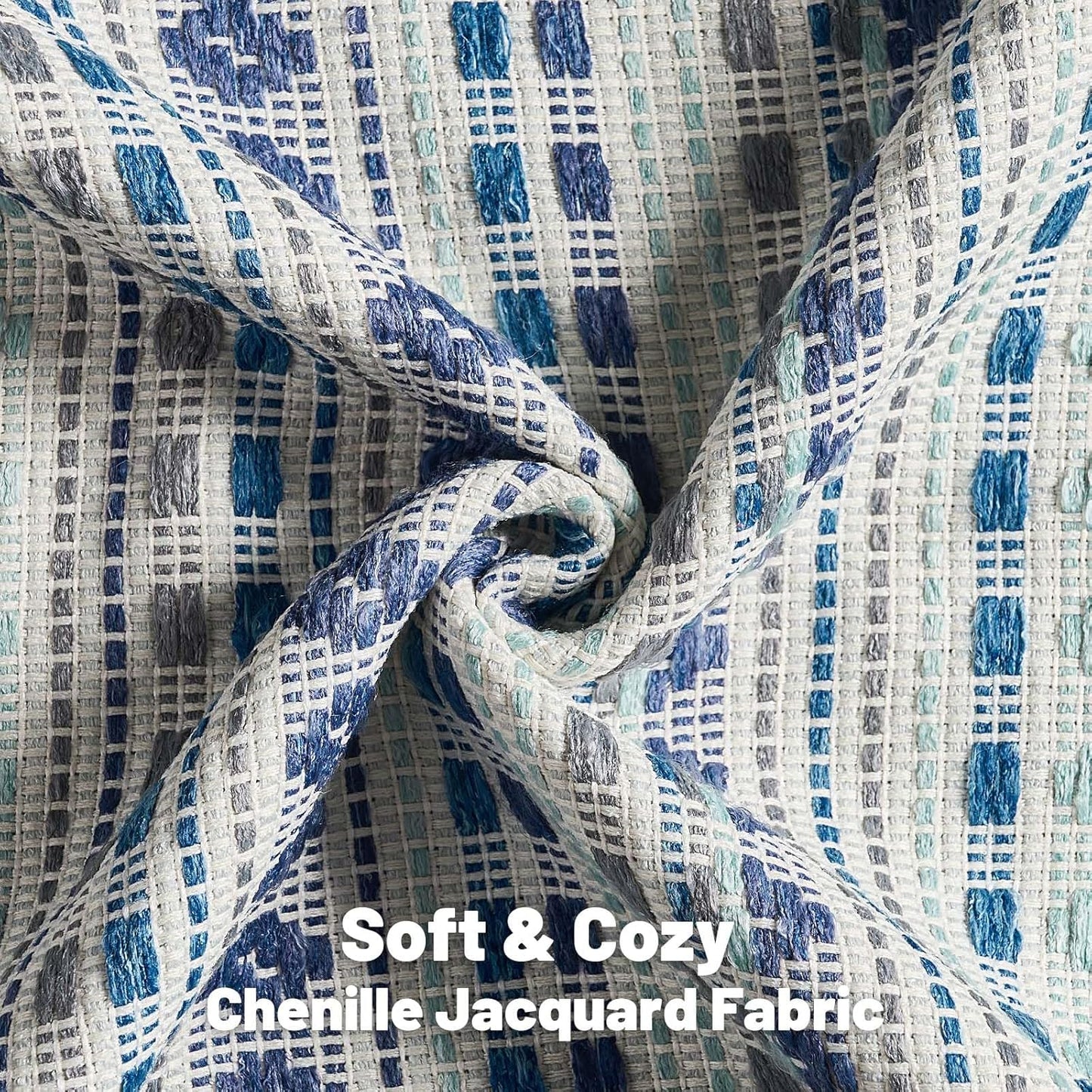 FUTEI Blue Grey Decorative Throw Pillow Covers 20x20 Inch Set of 2,Soft Cozy Chenille Jacquard Textured Cushion Case,Boho Home Decor for Couch Bed Living Room