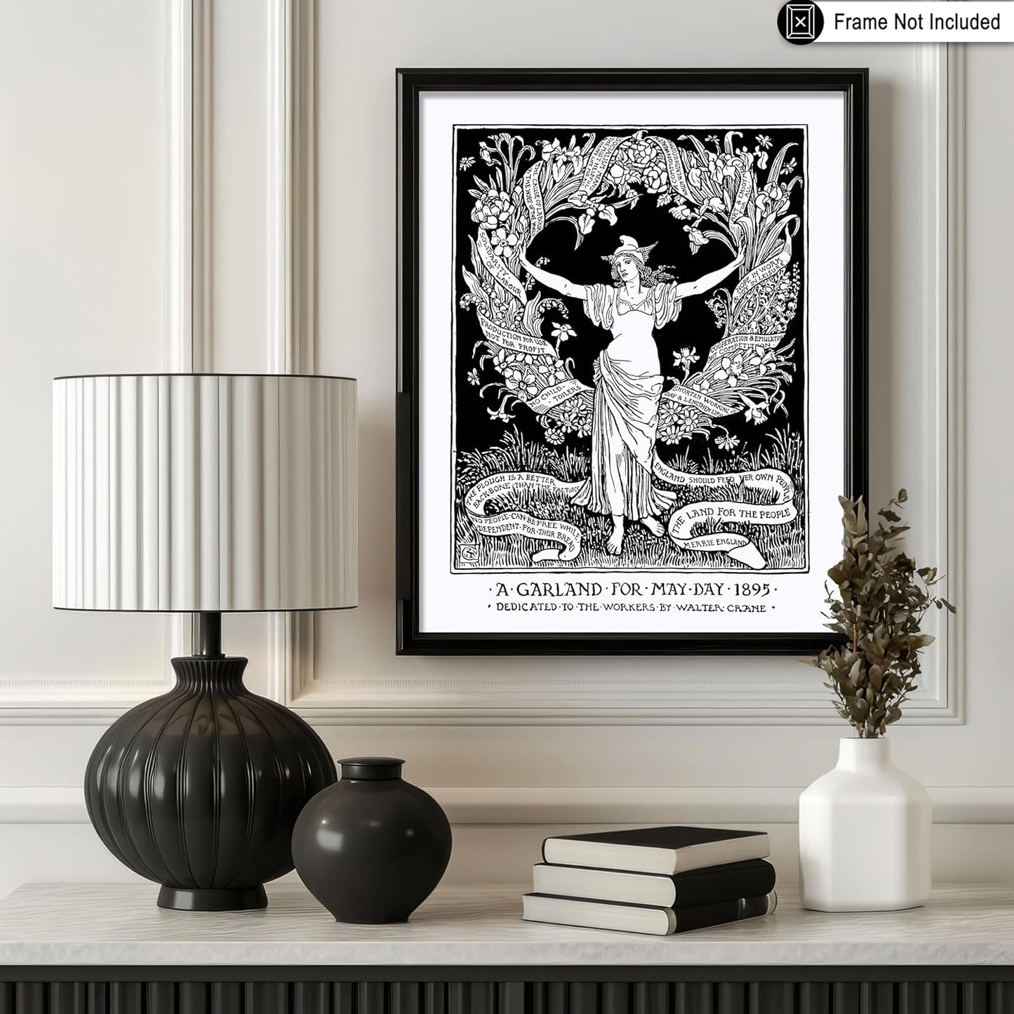 Poster Master Vintage Walter Crane Poster - Retro A Garland for May Day Print - Socialist Art - Gift for Him, Her, Men, Women - Wall Decor for Home, Office, Living Room - 8x10 UNFRAMED Wall Art