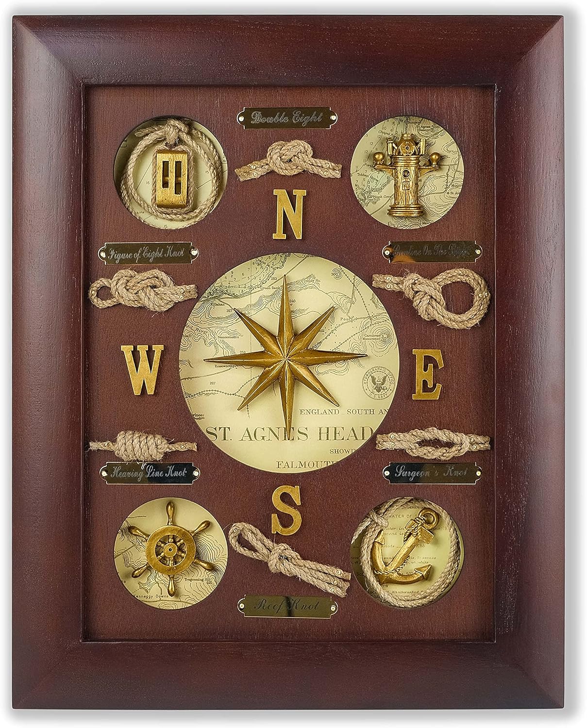 SAILINGSTORY Nautical Wall Decor Knot Board Frame Maritime Decor Coastal Compass Decor