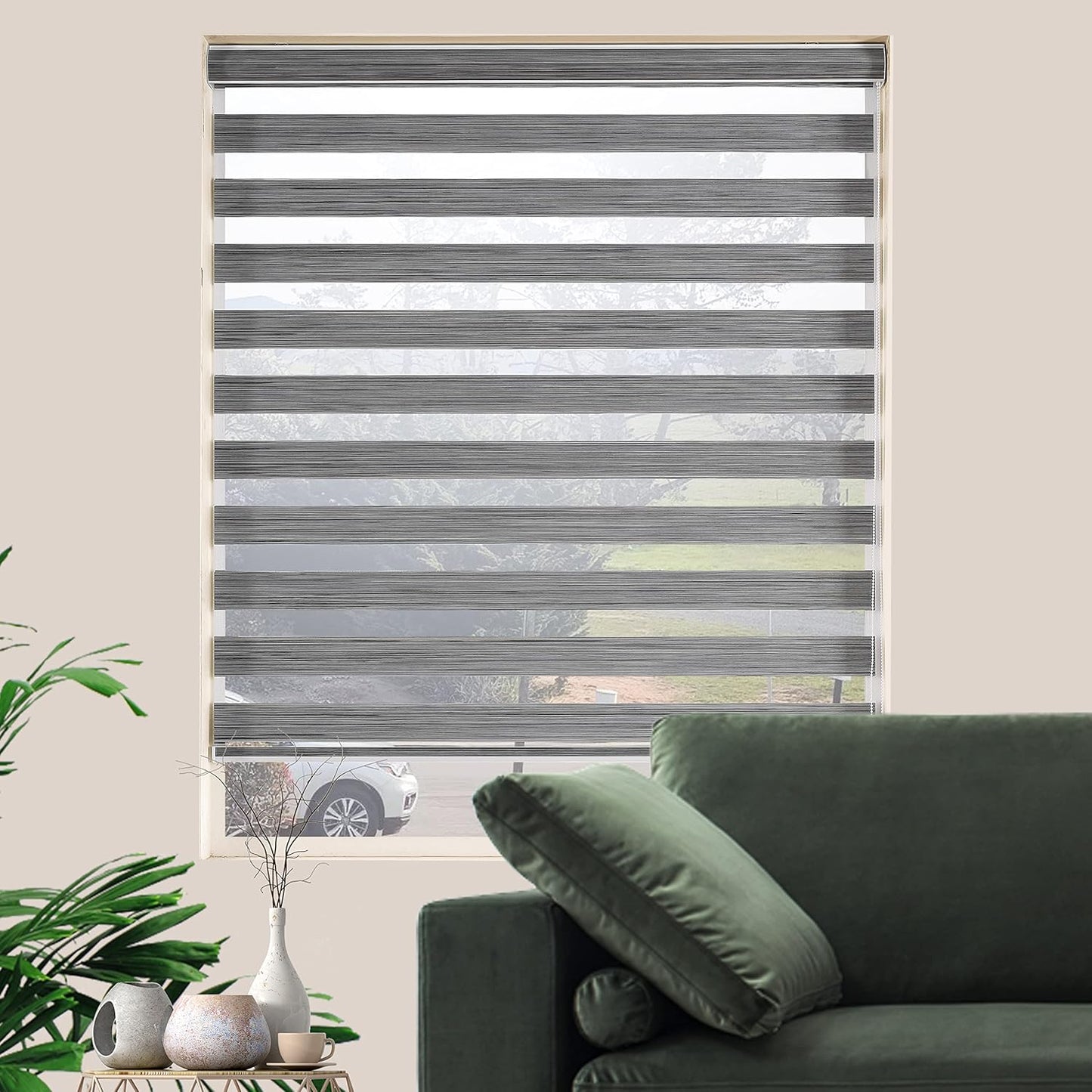 Zebra Blinds Window Blind Zebra Shade Blinds for Windows Roller Sheer Shades Privacy Light Filtering Shades for Home Kitchen Bathroom (Width 68'' X Height 72'' Grey)