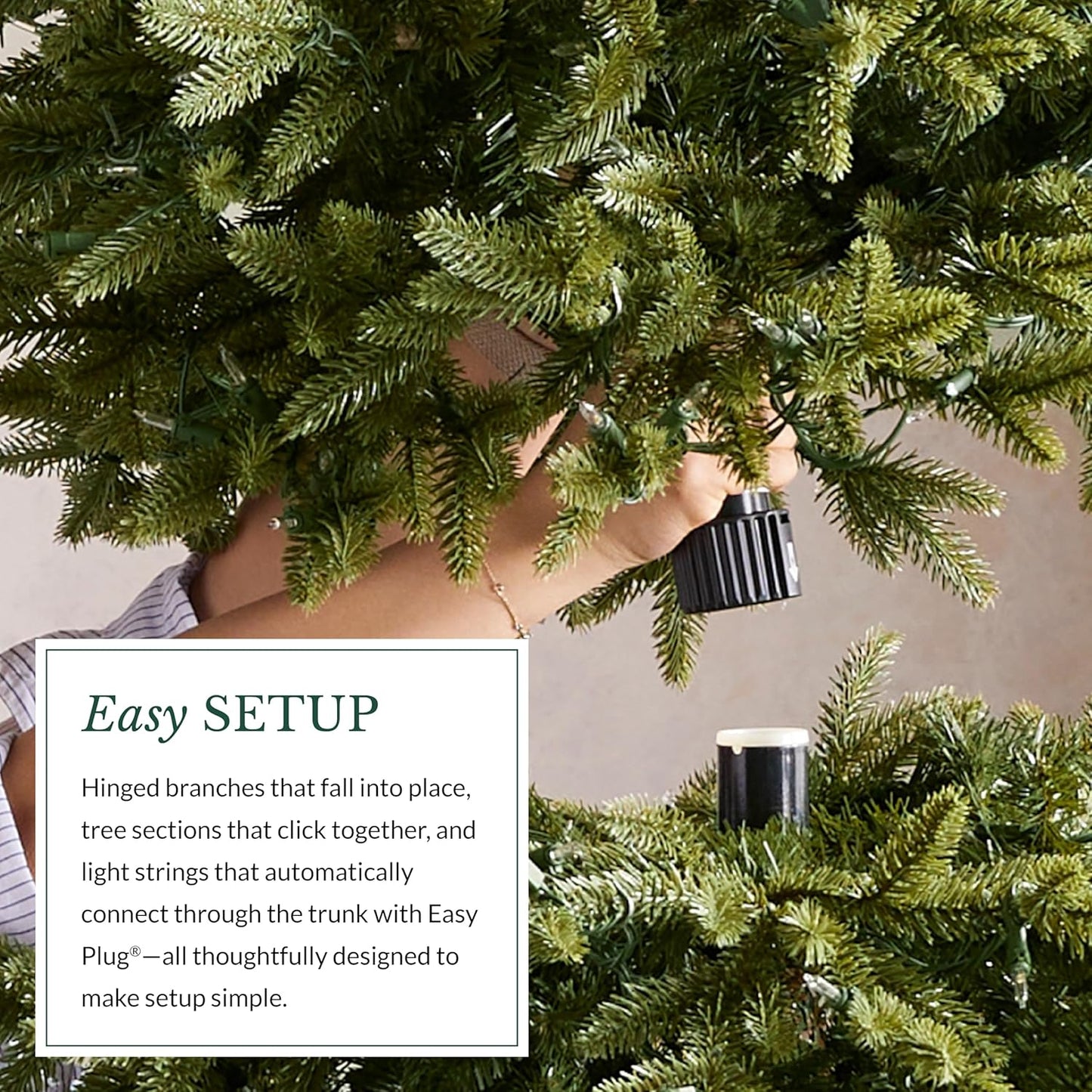 Balsam Hill 7.5ft Pre-Lit Stratford Spruce - Slim Artificial Christmas Tree with 600 Clear Incandescent Lights, True Needle Foliage, Easy Plug Technology & Premium Stand for Small Spaces