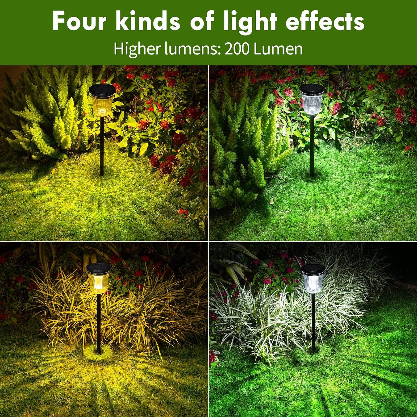 Solar Pathway Lights, 6 Pack 200 Lumens Super Bright Solar Lights Outdoor Waterproof with 2 Lighting Modes, Auto On/Off Outdoor Solar Lights for Yard, Walkway, Lawn, Driveway, Path,Outside
