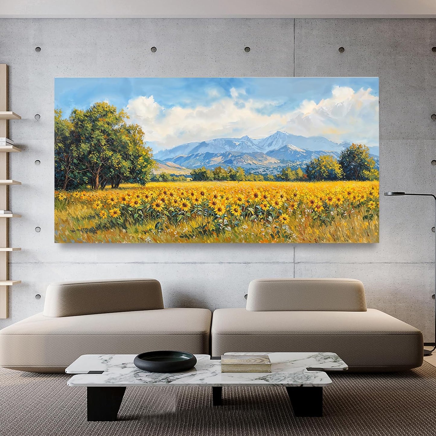Canvas Oversized Wall Art Decor Large Wall Art Pictures for Living Room Canvas Art Wall Decor Mountain Wildflowers Wall Art Prints Landscape Artwork for Walls Bedroom Home Aesthetic Wall Art Decor 29"X58"