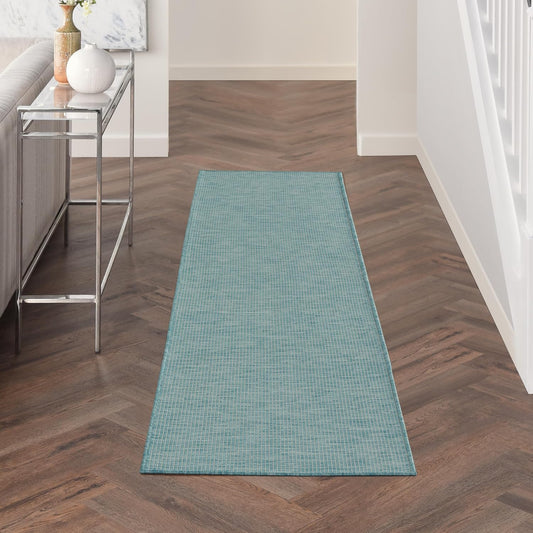 Nourison Positano Aqua 2' x 6' Area Rug Easy Clean, Non Shedding, Bed Room, Living Room, Dining Room, Kitchen (6' Runner)