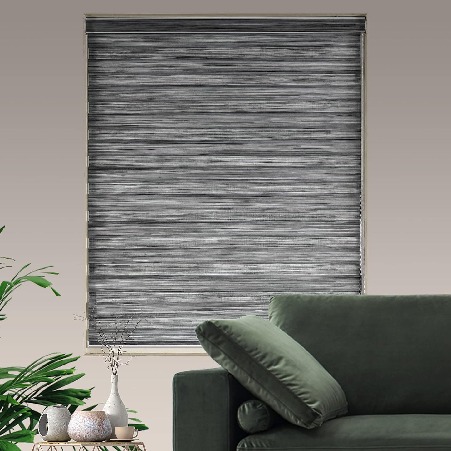 Zebra Blinds Window Blind Zebra Shade Blinds for Windows Roller Sheer Shades Privacy Light Filtering Shades for Home Kitchen Bathroom (Width 52'' X Height 72'' Grey)