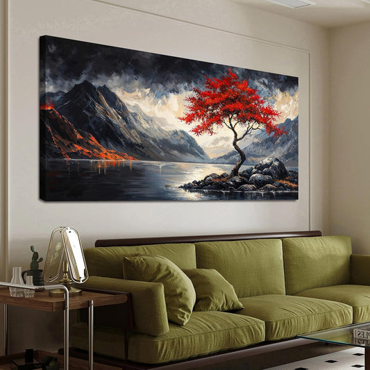 Canvas Wall Art Decor Wall Art Decorations for Living Room Black and White Vintage Wall Art Nature Landscape Wall Art Prints Art Work for Wall Decor Red Artwork for Walls Home Office Decor 20" X 40"