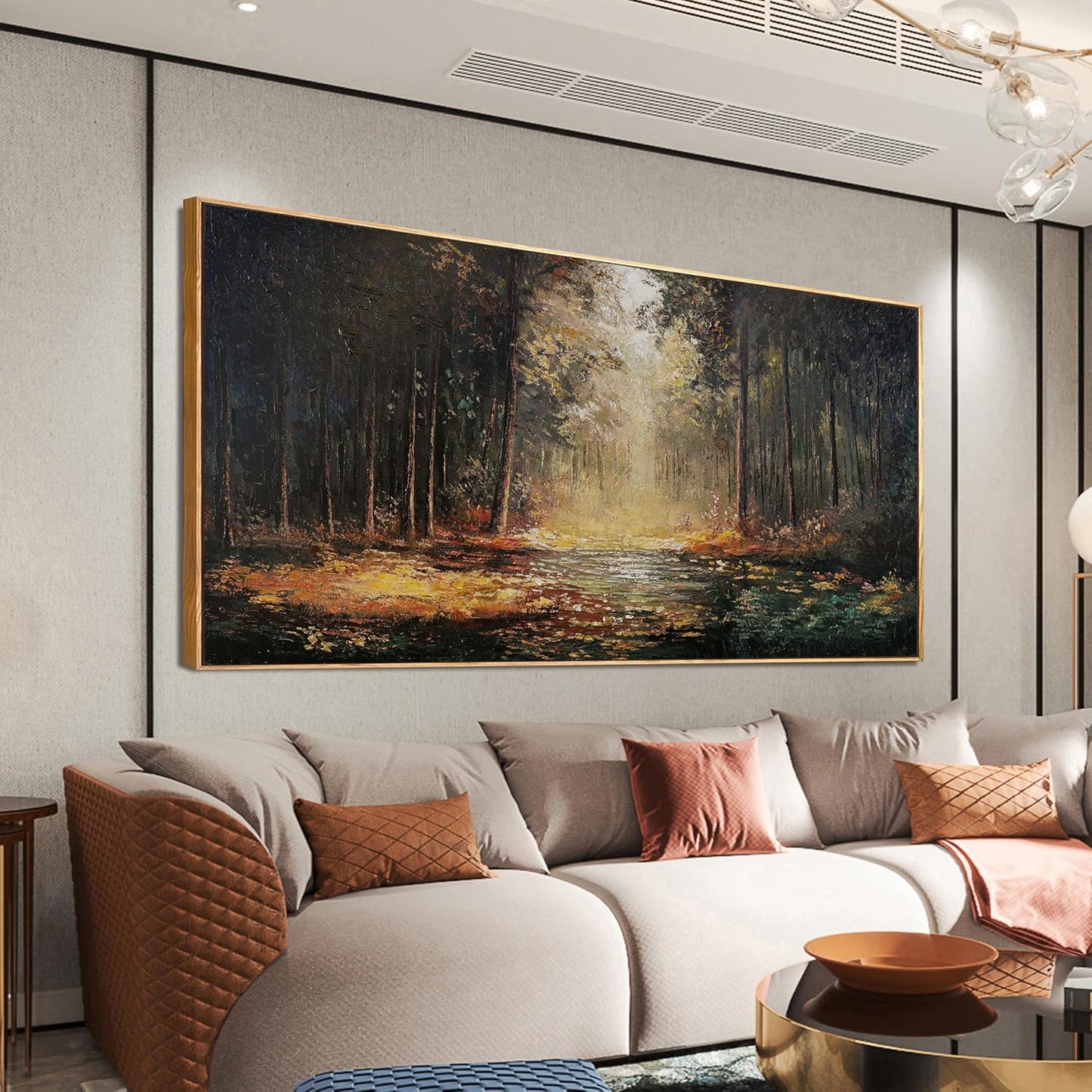 Large Canvas Wall Art Decor Wall Art Pictures for Living Room Art Work for Wall Decor Landscape Natural Wall Art Decoration Framed Yellow Forest Wall Art Prints Bedroom Office Aesthetic Decor 29"x58"