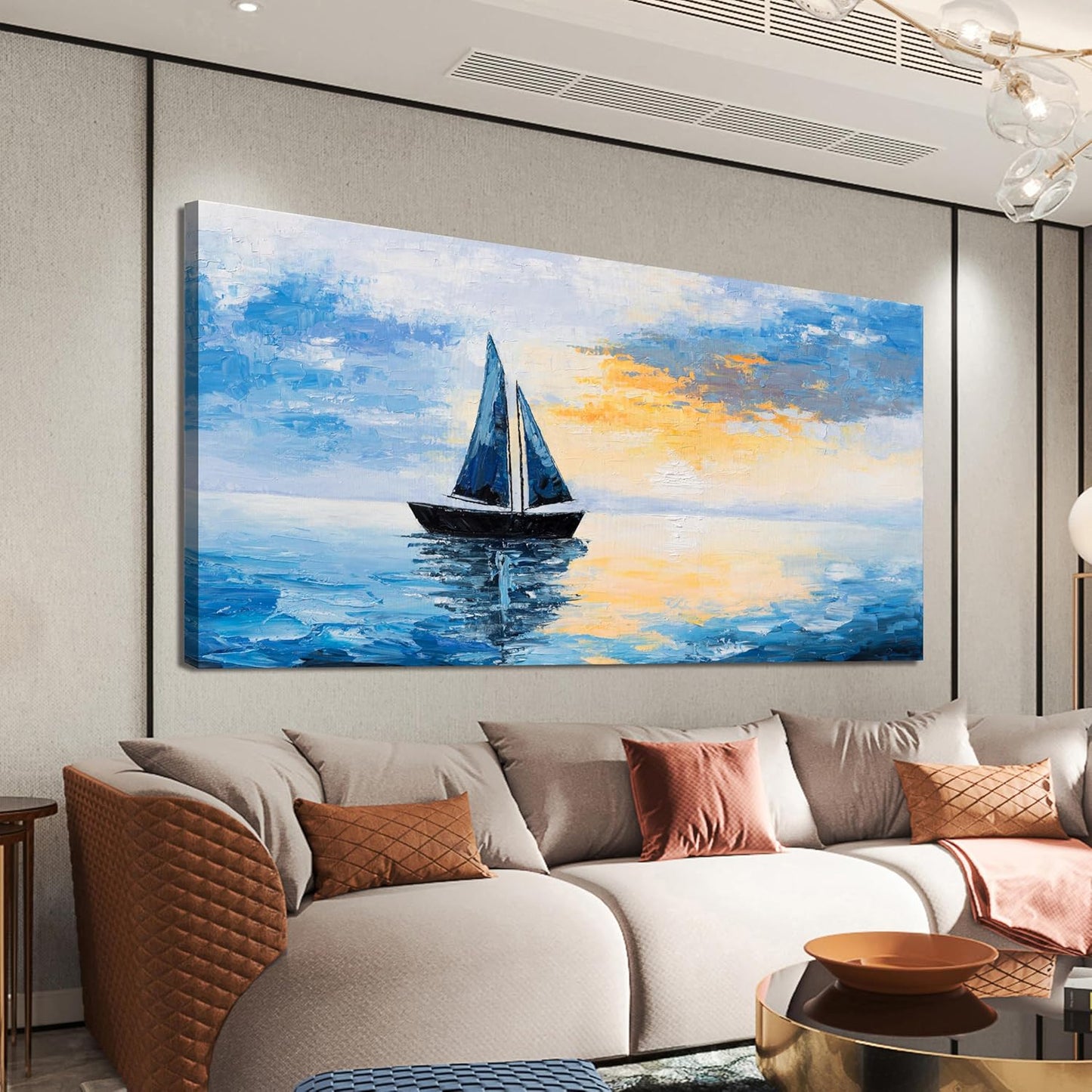 Canvas Wall Art Decor Modern Wall Art Pictures for Living Room Blue Coastal Wall Art Prints Artwork for Walls Landscape Natural Wall Art Decor Art Work for Home Office Room Wall Decor 20" x 40"