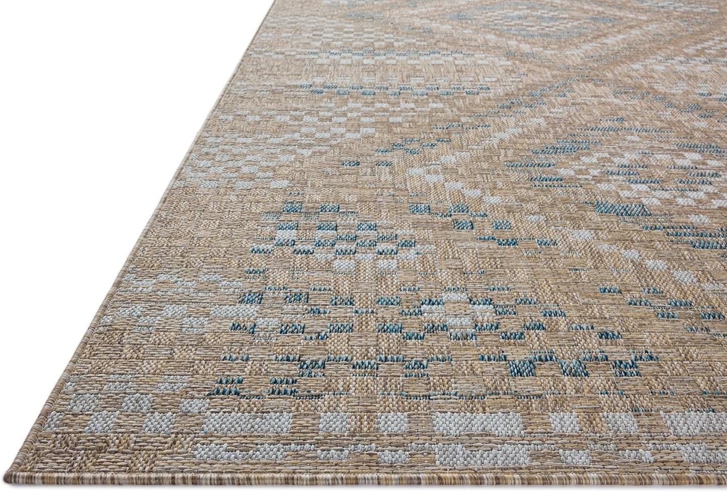 Loloi Amber Lewis Topanga Collection TOP-04 Natural/Aqua 5'-3" x 7'-6" Indoor/Outdoor Area Rug