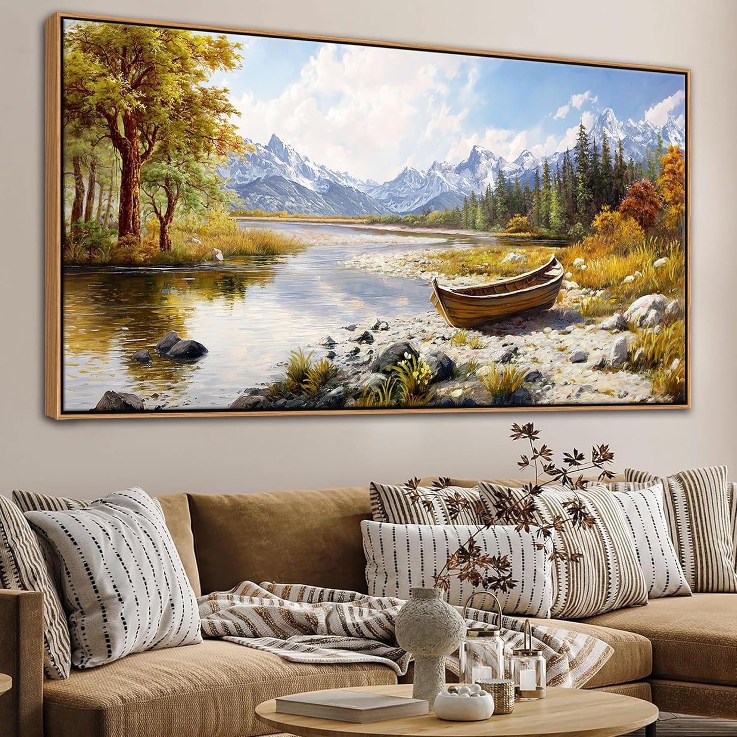 Mofutinpo Mountain Landscape Wall Art - Nature Forest Canvas Art for Living Room, Bedroom & Dining Room - Framed Paintings for Wall Decor - Large Scenic Artwork for Home 29x58IN