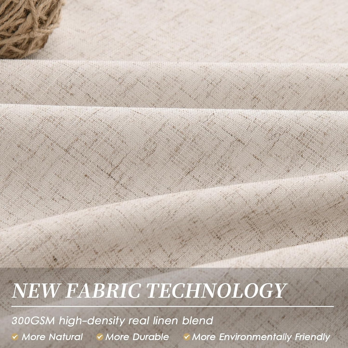 BOODII Oatmeal 120 Inch Long Blackout Curtains for Living Room Linen Blend Back Tab Neutral Modern Room Darkening Curtains Thermal Insulated Black Out Curtain for High French Window Warm Taupe