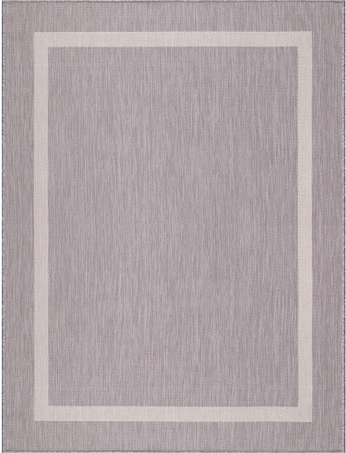 Bordered Outdoor Rug 9x12 Washable Outside Carpet for Indoor Patio Porch Waterproof Easy Cleaning Non Shedding Area Rugs Gray 9 x 12