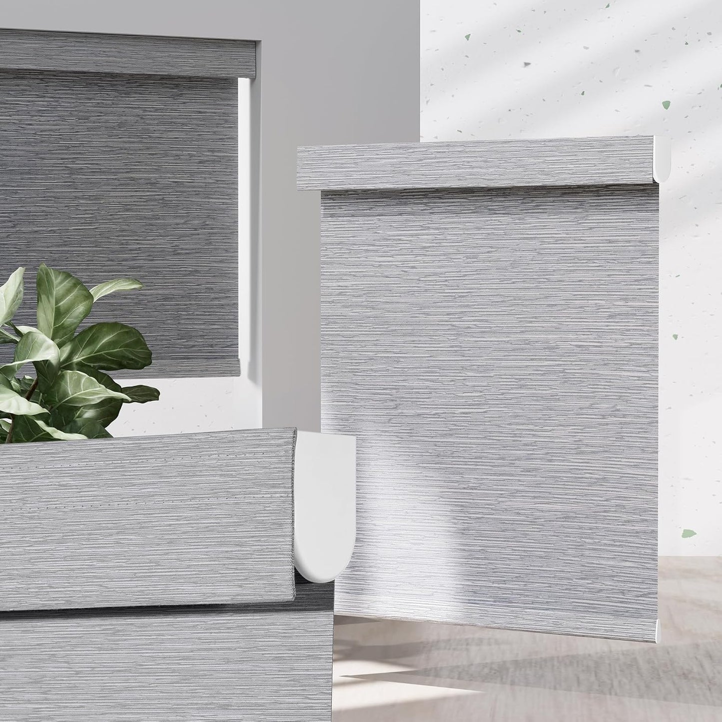 Blackout Roller Shades for Indoor Windows, Cordless Jacquard Fabric-Matched Roller Blinds, Easy to Install Privacy UV Protection Roll Up Blinds for Home Office, Grey, 36" W x 72" H
