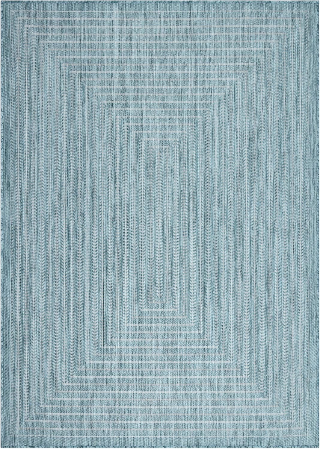 Adiva Rugs Outdoor Indoor Area Rug, Weather Resistant, Easy to Clean, Stain Resistant Floor Mat for Dining Room, Backyard, Deck, Patio (Aqua Weiss, 6' x 9')