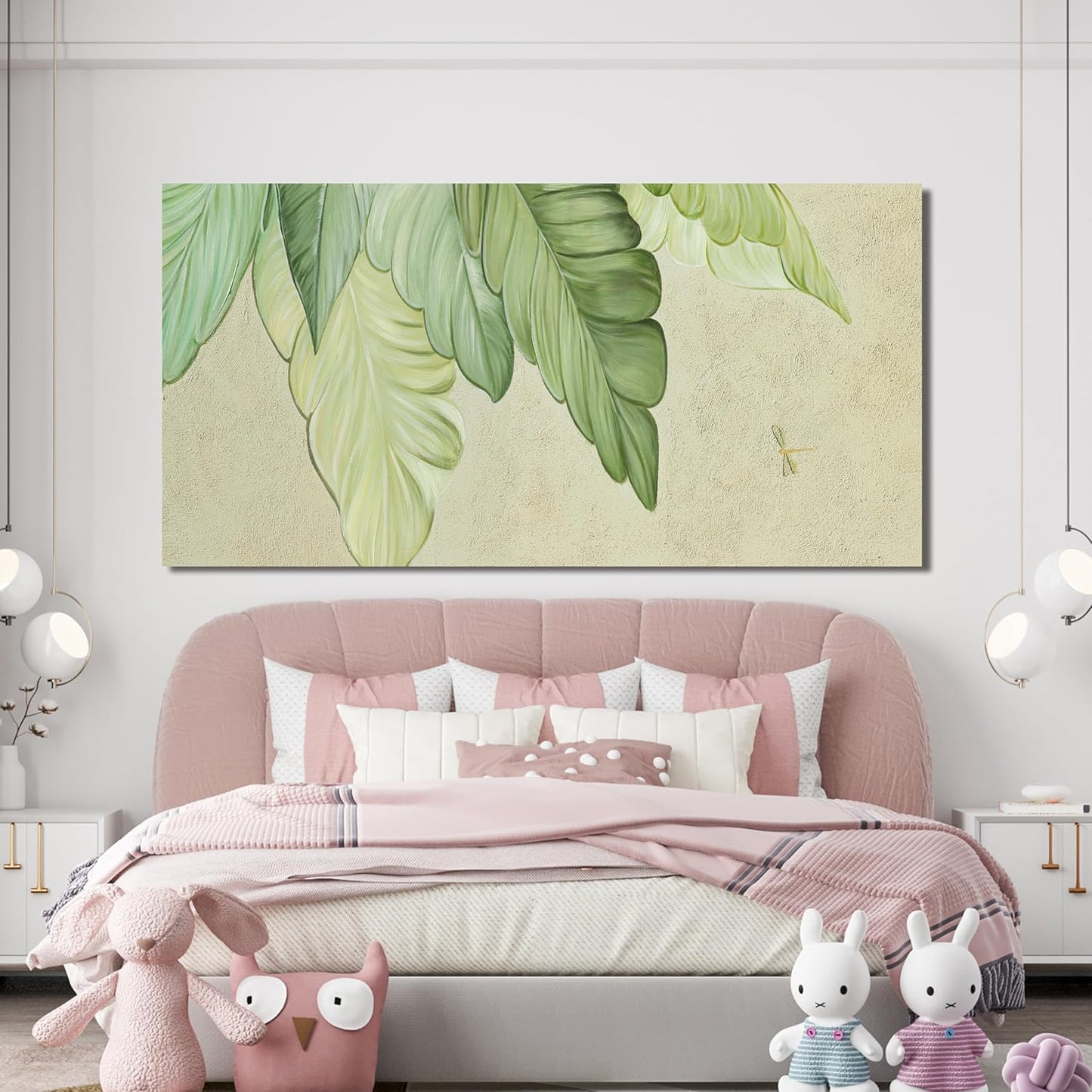 Canvas Wall Art Decor Large Modern Green Wall Art Prints Art Work for Wall Decor Wall Art Pictures for Living Room Boho Botanical Wall Art Decorations Artwork for Walls Bedroom Office Decor 24" X 48"