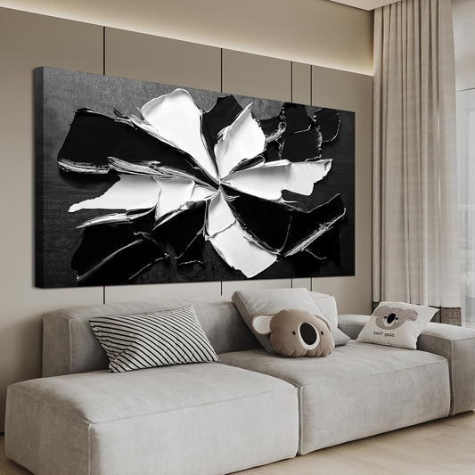 Abstract Wall Art Decoration Modern Wall Art Pictures for Living Room Abstract Canvas Art Wall Decor Minimalist Black and White Wall Art Prints Flowers Artwork for Walls Office Home Decor 20"X40"