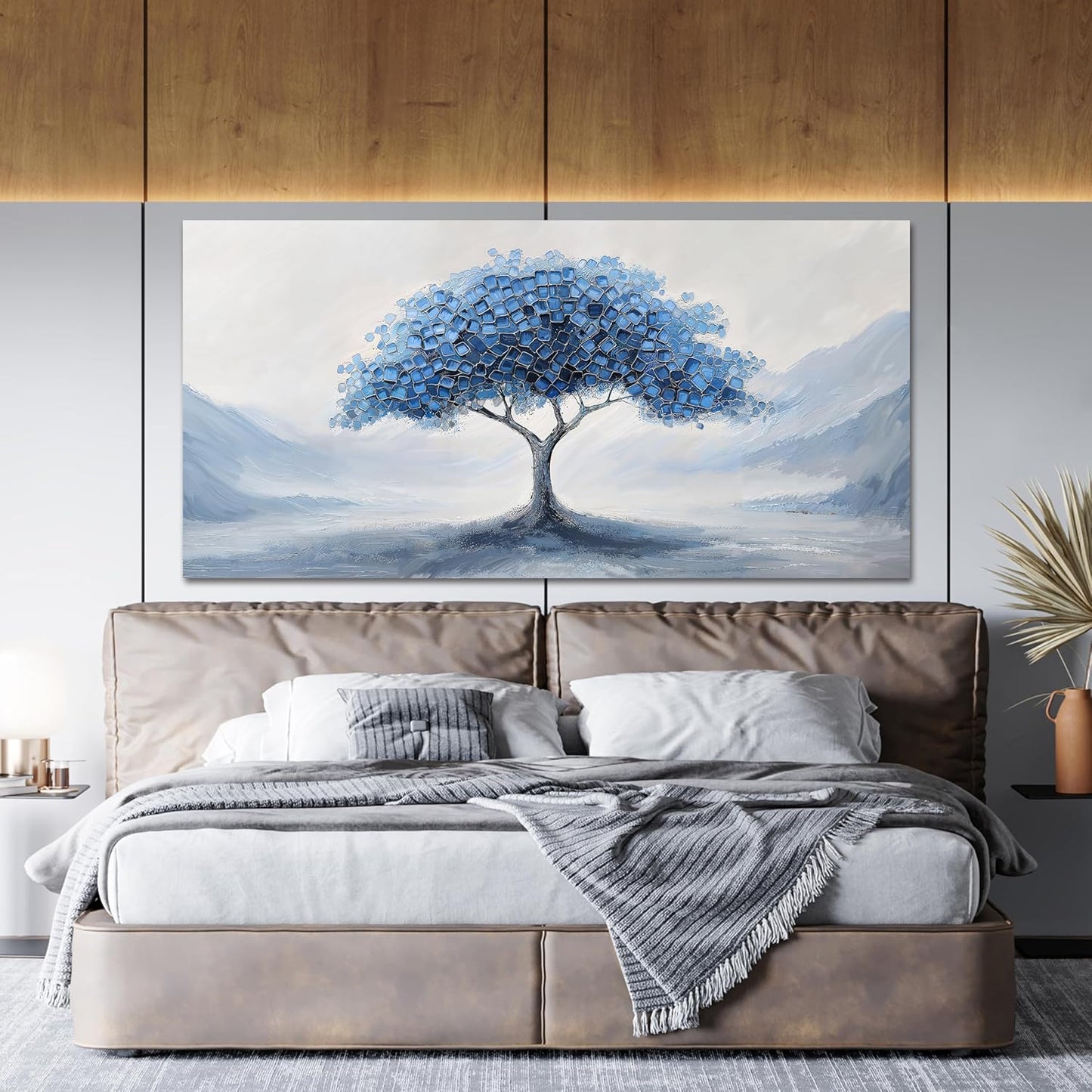 Canvas Wall Art Decor Wall Art Pictures for Living Room Abstract Canvas Art Wall Decor Tree of Life Wall Art Prints Blue White Wall Art Decorations Artwork for Walls Bedroom Home Decor 20" X 40"