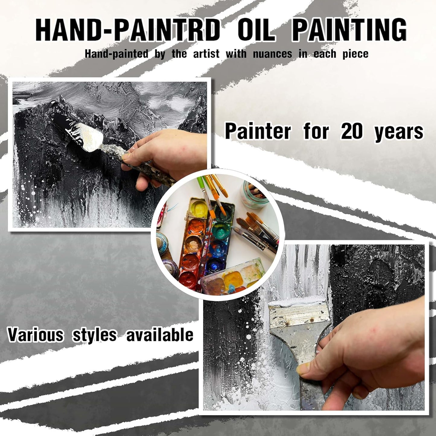 Mountain Pictures Wall Decor for Living Room Waterfall Painting Wall Art for Bedroom Black and White Wall Art for Office Size 20 x 40 Inch