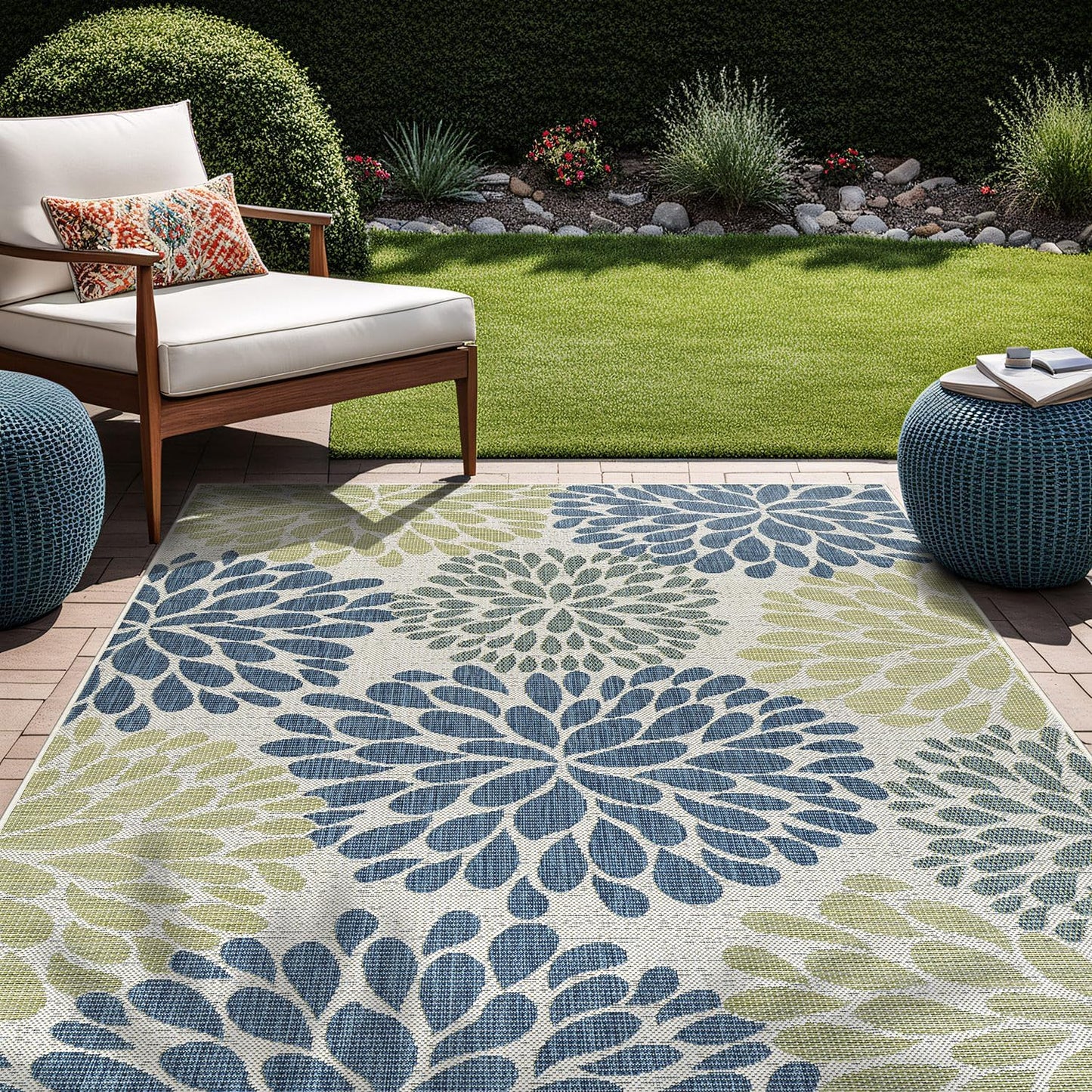 Beverly Rug Outdoor Rug 10x14 Modern Exotic Tropical Leaf Area Rugs for Indoor and Outdoor Patio Deck Porch Garden Water Resistant Washable Outside Carpet (10 x 14 Olive)