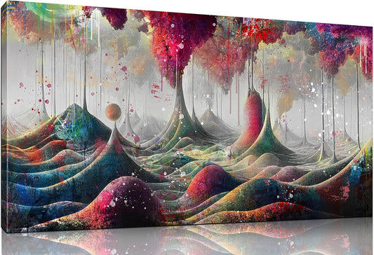 JKWALL77 Mountain Wall-Decor - Graffiti Poster Wall Art - Abstract Canvas Wall Art For Living Room Ready To Hang Size 40" x 20"