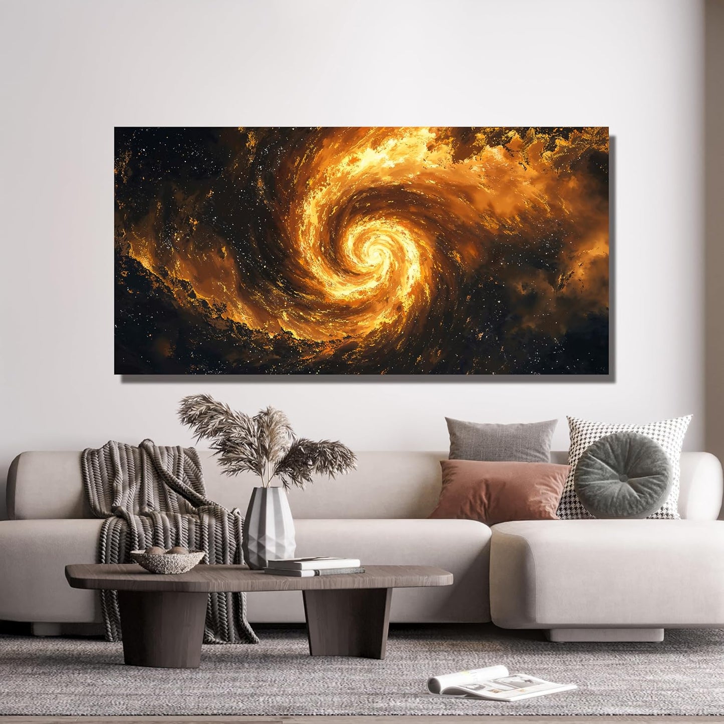 Canvas Wall Art Decor Galaxy Vortex Modern Abstract Aesthetic Wall Art Canvas Prints Black And Gold Large Modern Abstract Art Wall Decor For Living Room Bedroom Office Wall Hanging Decor 24" X 48"