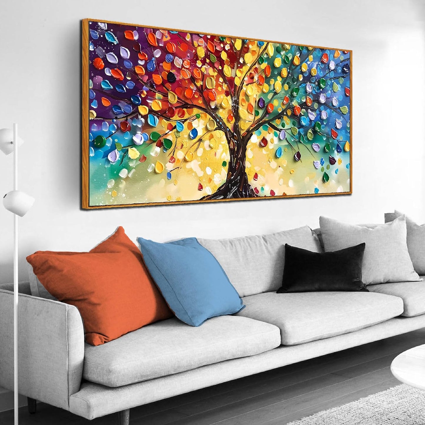 ZHAOSHOP Tree Wall Pictures for Living Room - Colorful Canvas Wall Art for Office - Wooden Framed Ready to Hang Size 24" x 48"