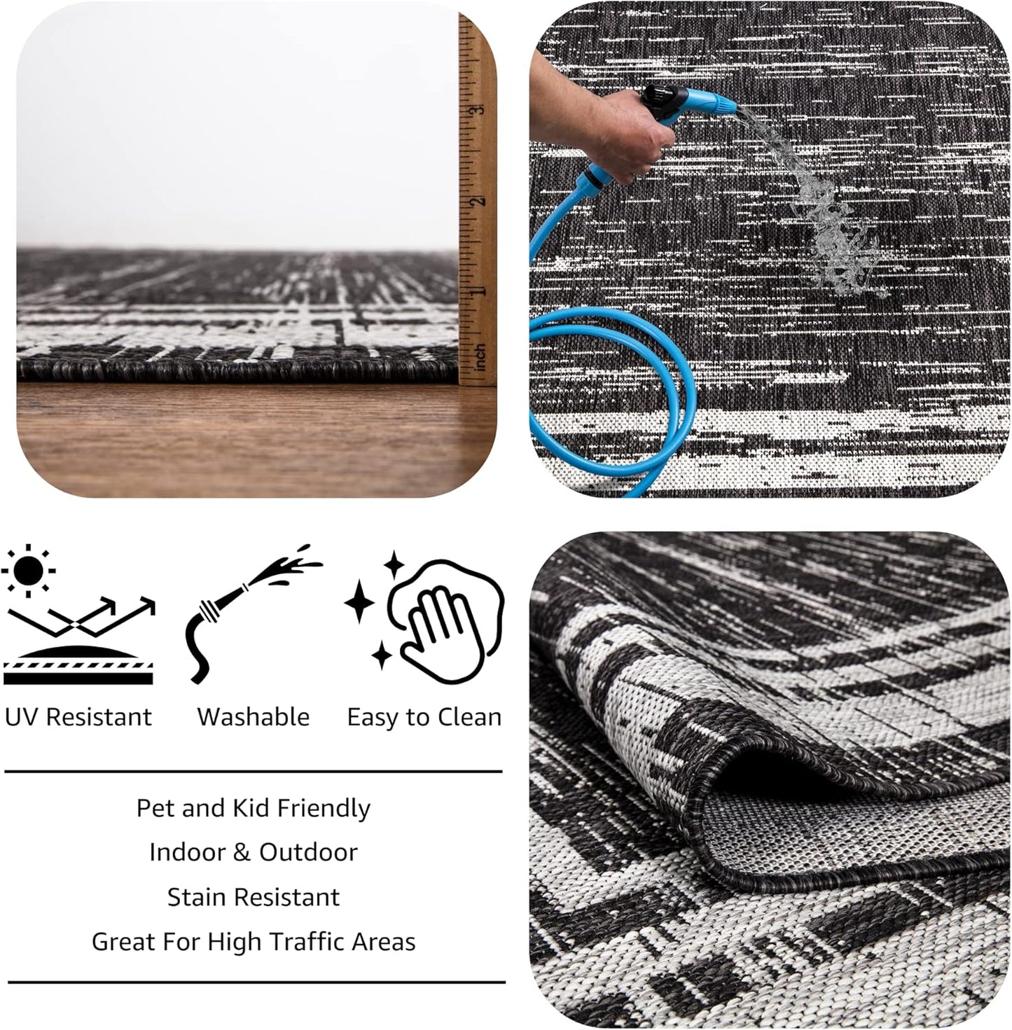 Keen Home Design Outdoor Runner Rug - 2x8 Washable Indoor/Outdoor Rug for Patio, Balcony, Kitchen, Garden, Beach, Deck and Porch. Size: 2'2" x 7'7"