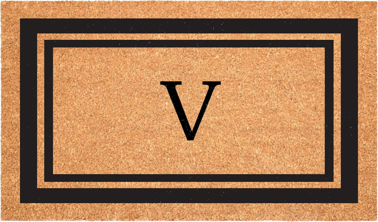 Calloway Mills 152961830V Black Border 18" x 30" Monogram Doormat, (Letter V)