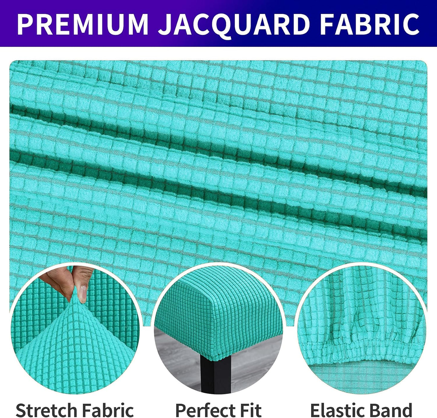 Howhic Stretch Chair Covers for Dining Room Set of 4, Removable Washable Dining Room Chair Covers, Dining Chair Slipcovers Seat Protector, Great for Home and Banquet Decoration (Turquoise, 4 Pack)