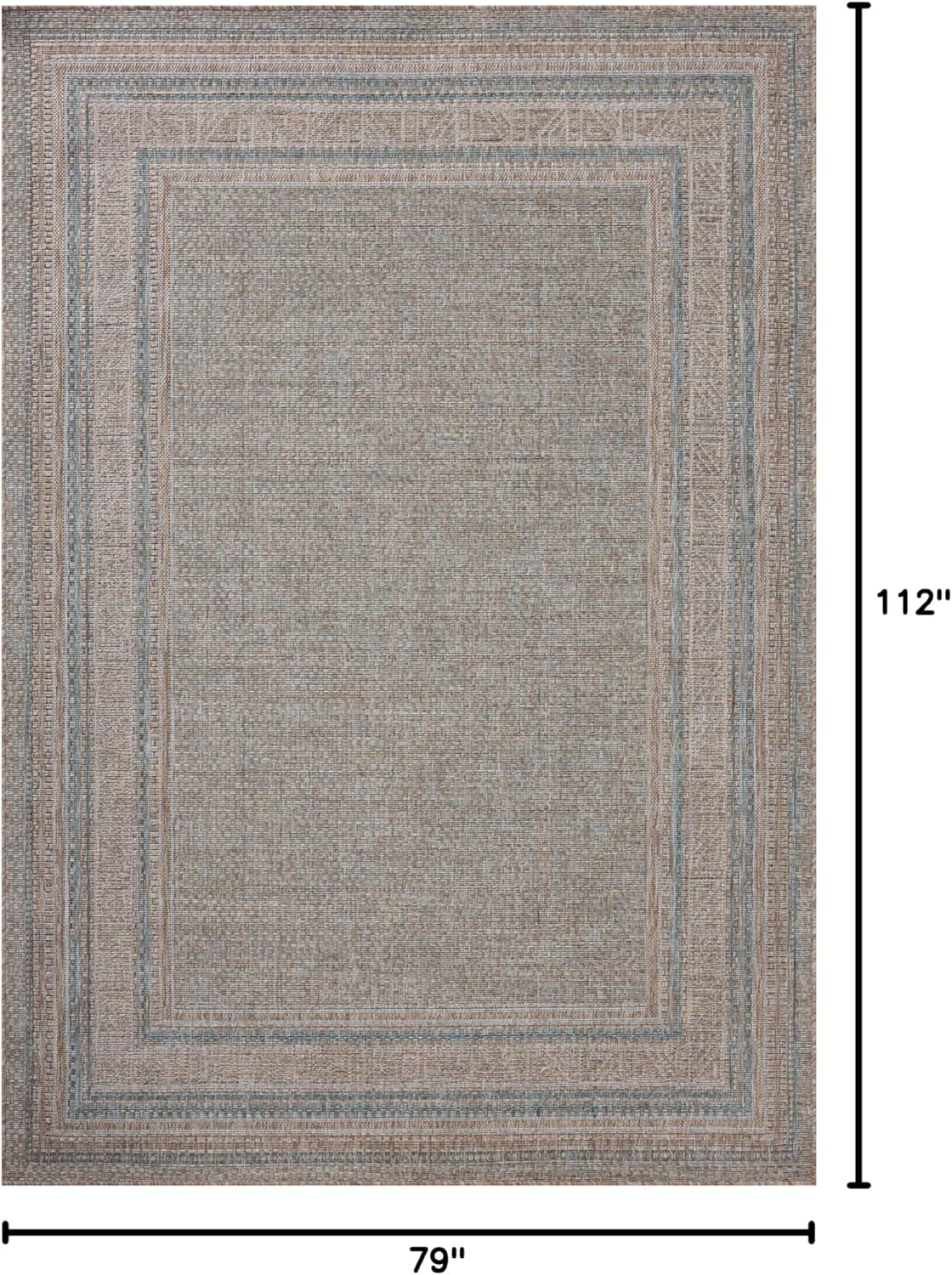 Loloi Amber Lewis Topanga Collection TOP-05 Natural/Teal 6'-7" x 9'-4" Indoor/Outdoor Area Rug