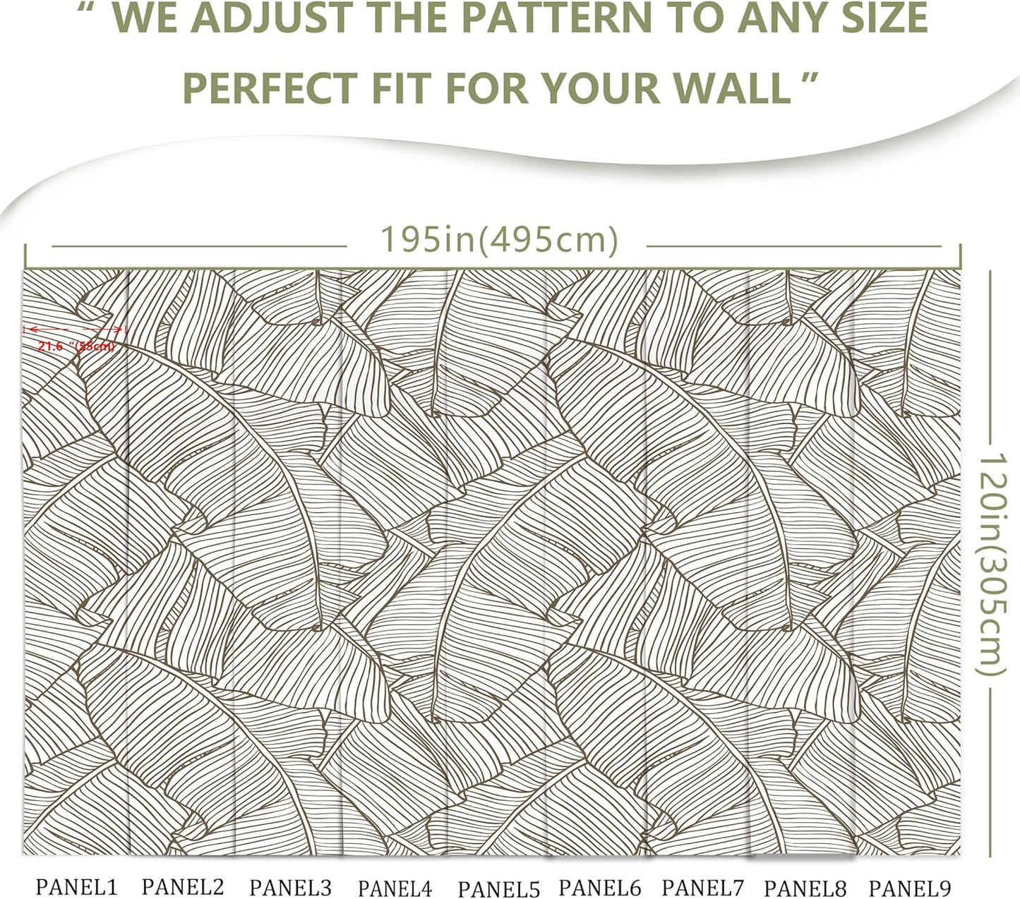 Gray Banana Leaf Wall Mural Wallpaper for Bedroom Living Room Office(Not Peel and Stick)