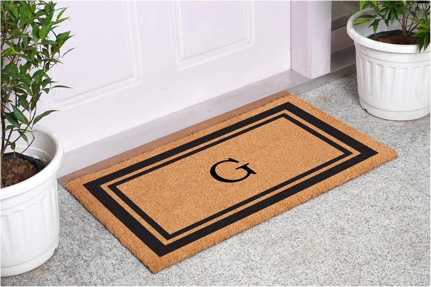 Calloway Mills 152963048G Black Border 30" x 48" Monogram Doormat Letter (G)