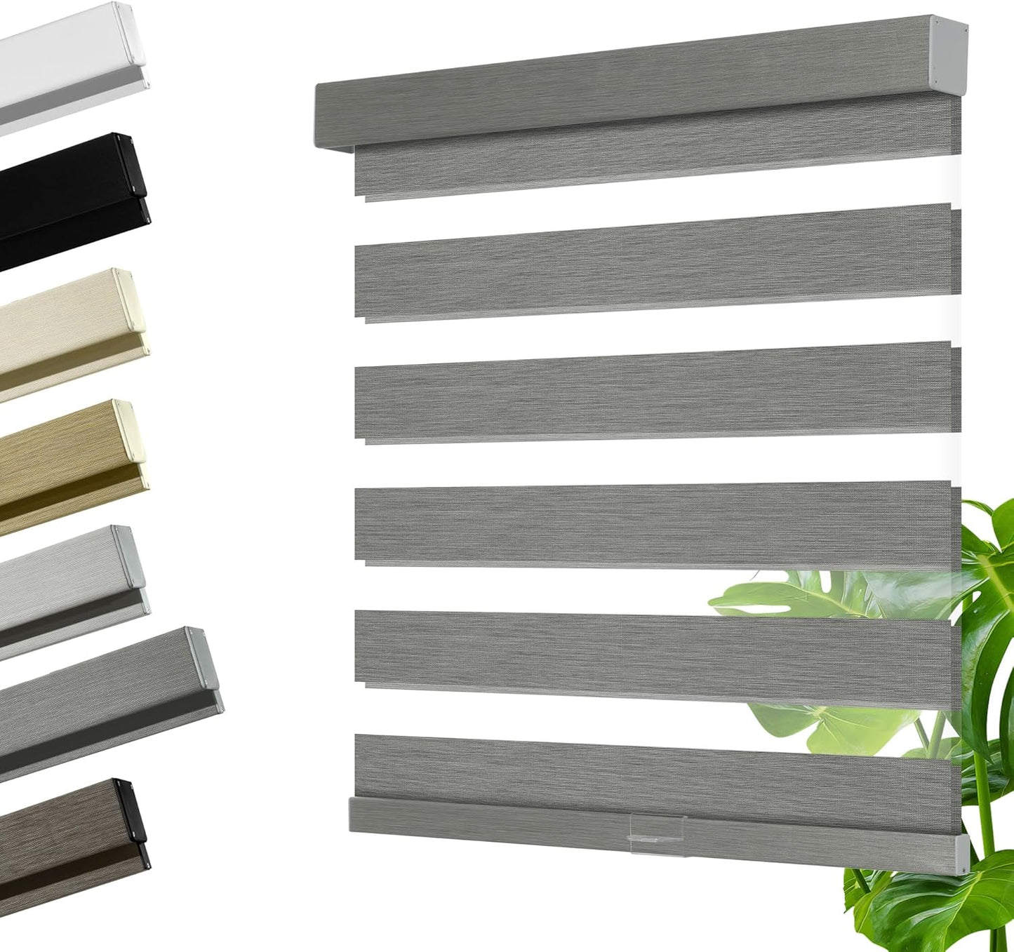 Cordless Zebra Blinds for Windows, Blackout Interior Blinds,Easy to Install,UV Protection,for Offices and Home,Custom Roller Shades, Mousse Grey,20" W x 80" H