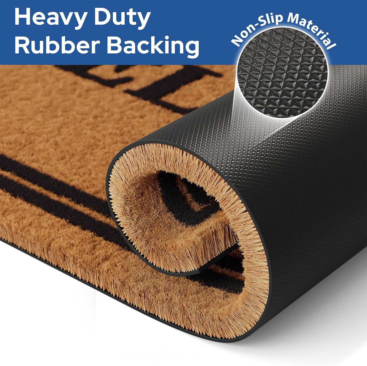 Barnyard Designs Natural Coco Coir Heavy Duty Backing Doormat - Large Cute Non-Slip Front Door Welcome Mat for Outside Entrance or Porch Entry, Brown (30x48, Welcome)