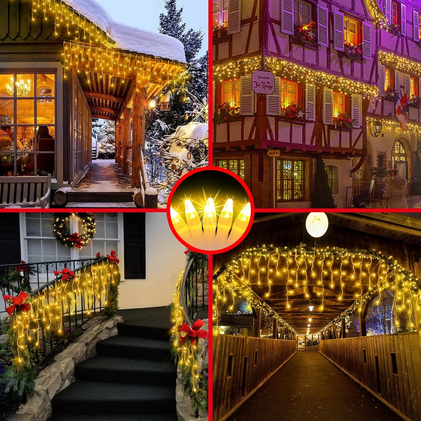 648 LED Christmas Lights with 144 Drops, 66ft 8 Modes Christmas String Lights Outdoor, Waterproof Christmas Decorations Fairy Lights with Timer Memory for Xmas Party Patio Window Fence Warm White