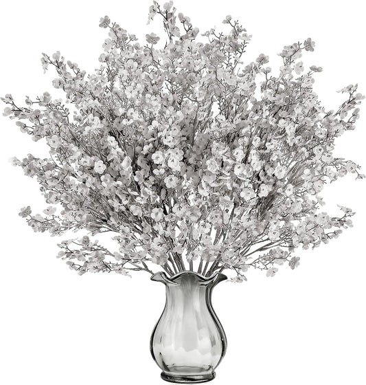 Sggvecsy 15 Pcs Babys Breath Artificial Flowers Gypsophila Bouquets Bulk Real Touch Fake Silk Flowers for Home DIY Floral Arrangement Table Centerpiece Fall Thanksgiving Autumn Decoration (Grey)