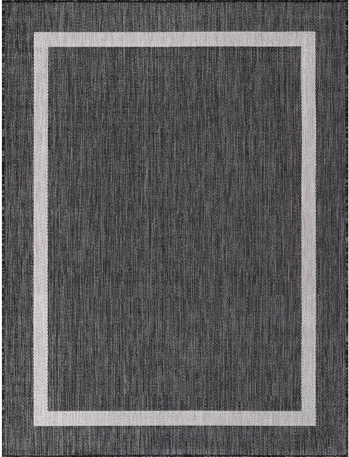Bordered Outdoor Rug 5x7 Washable Outside Carpet for Indoor Patio Porch Waterproof Easy Cleaning Non Shedding Area Rugs Gray 5 x 7