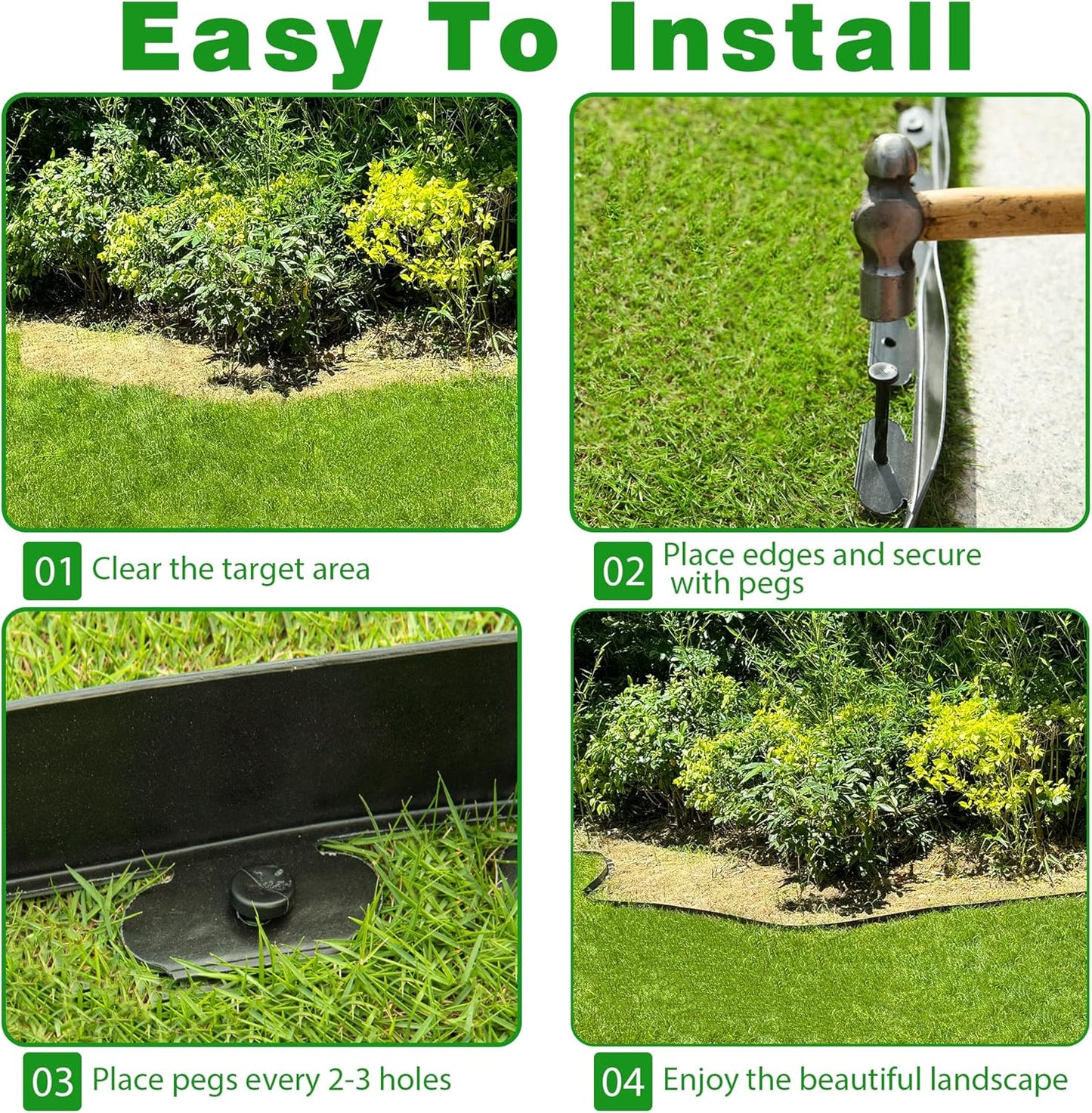 Garden Edging Border,Plastic Edging for Landscaping,Flower Bed, Paver and Lawn Edging Border (4Inchx100FT-2, Black)