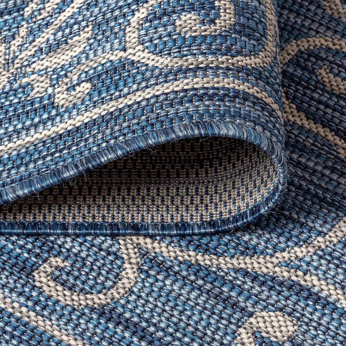 JONATHAN Y Vintage Filigree Indoor Outdoor Runner Rug 2X10 Navy/Gray, Charleston Textured Weave for Backyard, Patio, Porch, Easy-Cleaning, High Traffic, Pet-Friendly, Non-Shedding (SMB106D-210)
