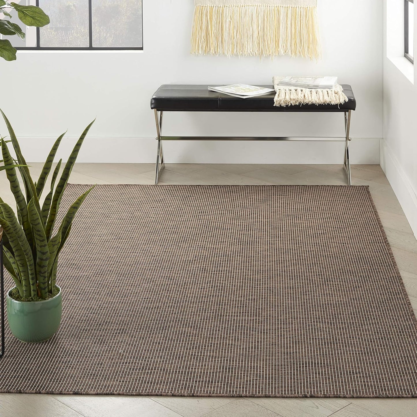 Nourison Positano Indoor/Outdoor Natural 3' x 5' Area Rug, Easy Cleaning, Non Shedding, Bed Room, Living Room, Dining Room, Backyard, Deck, Patio (3x5)