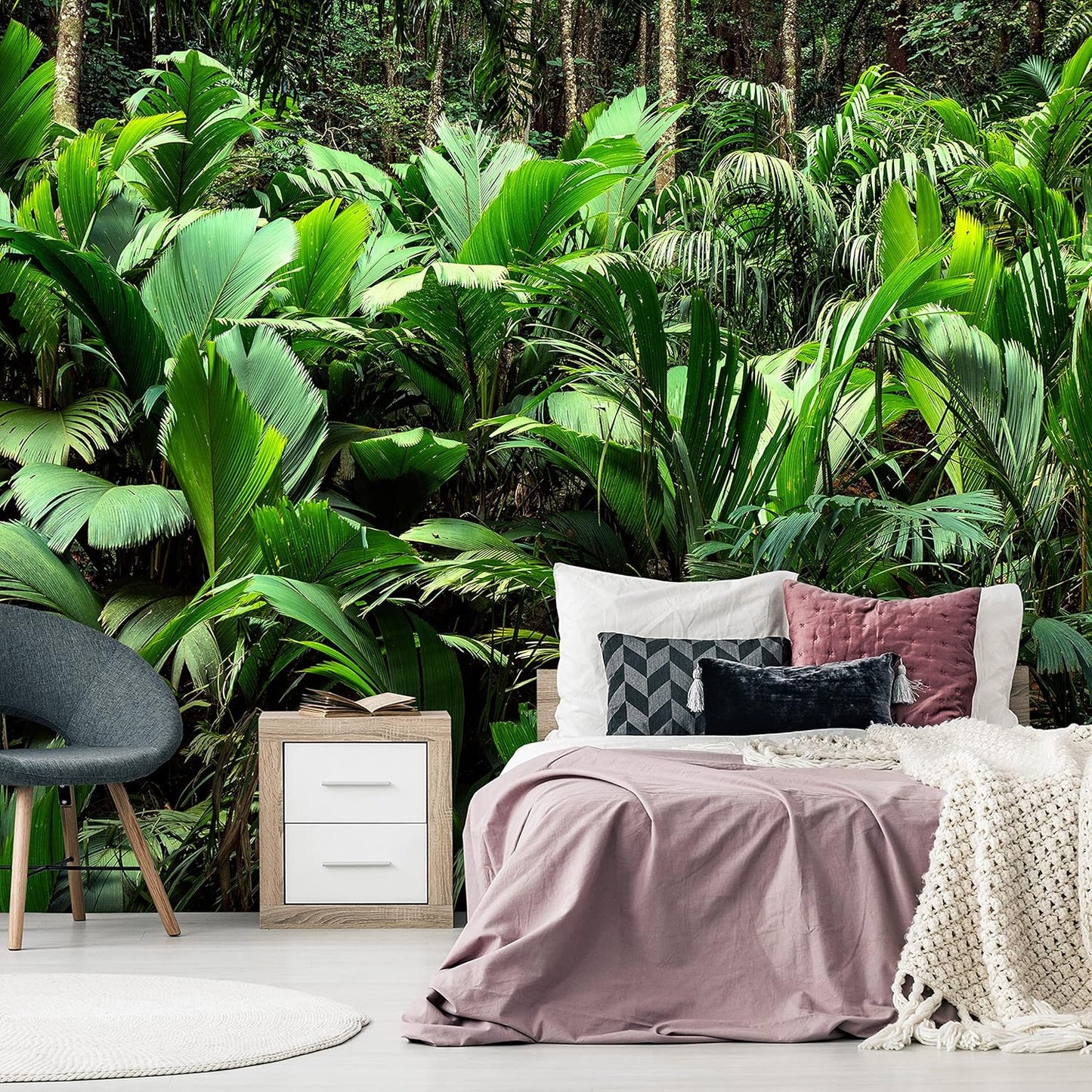 artgeist Wall Mural Nature 77x55 in - XXL Peel and Stick Self-Adhesive Wallpaper Removable Large Sticker Foil Wall Decor Print Picture Image Design Botanical Plants Jungle Leaves b-B-0594-a-a