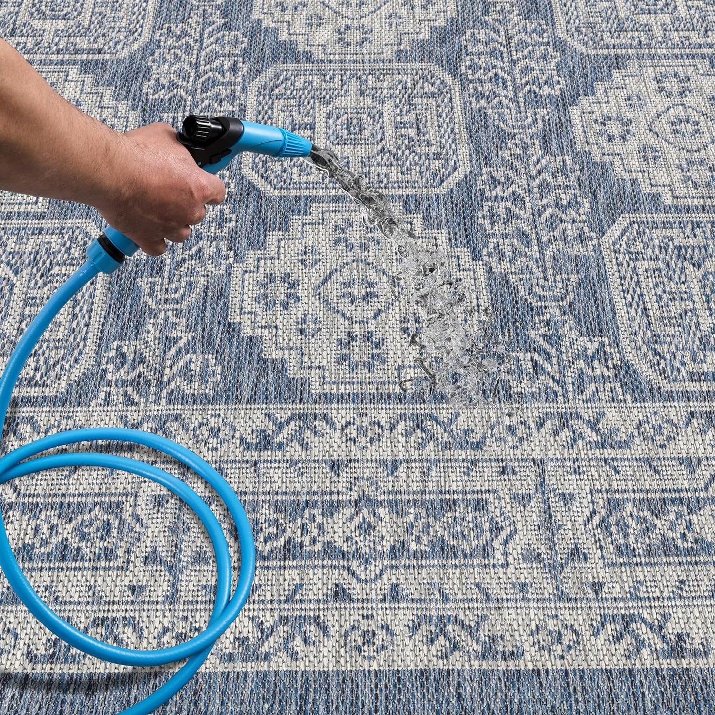 Keen Home Design Terrace Outdoor Area Rug - 4x6 Washable Indoor/Outdoor Rug for Patio, Kitchen, Balcony, Beach, Garden, Deck and Porch, Size: 3'10"x5'7"