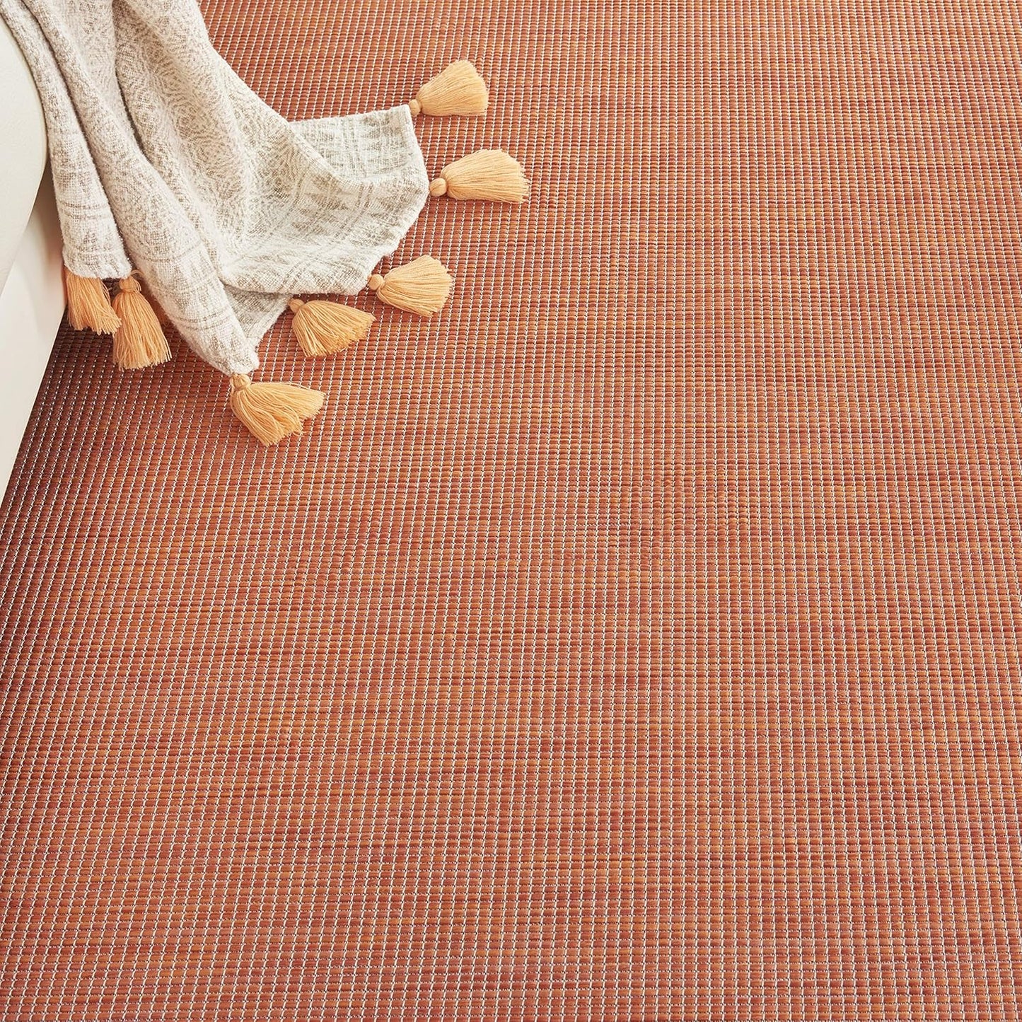 Nourison Positano Indoor/Outdoor Terracotta 2'2" x 12' Area Rug, Easy Cleaning, Non Shedding, Bed Room, Living Room, Dining Room, Backyard, Deck, Patio (2x12)