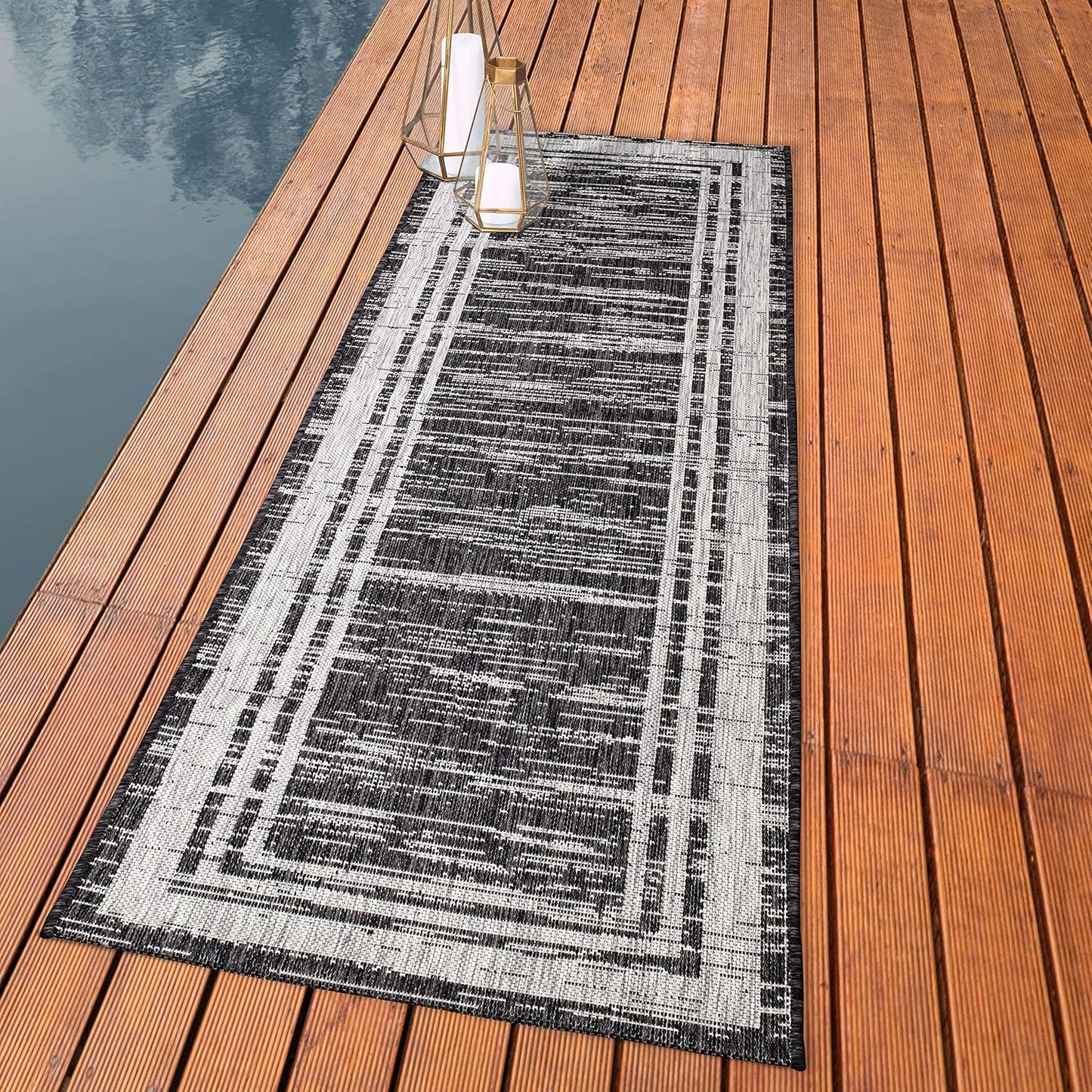 Keen Home Design Outdoor Runner Rug - 2x8 Washable Indoor/Outdoor Rug for Patio, Balcony, Kitchen, Garden, Beach, Deck and Porch. Size: 2'2" x 7'7"